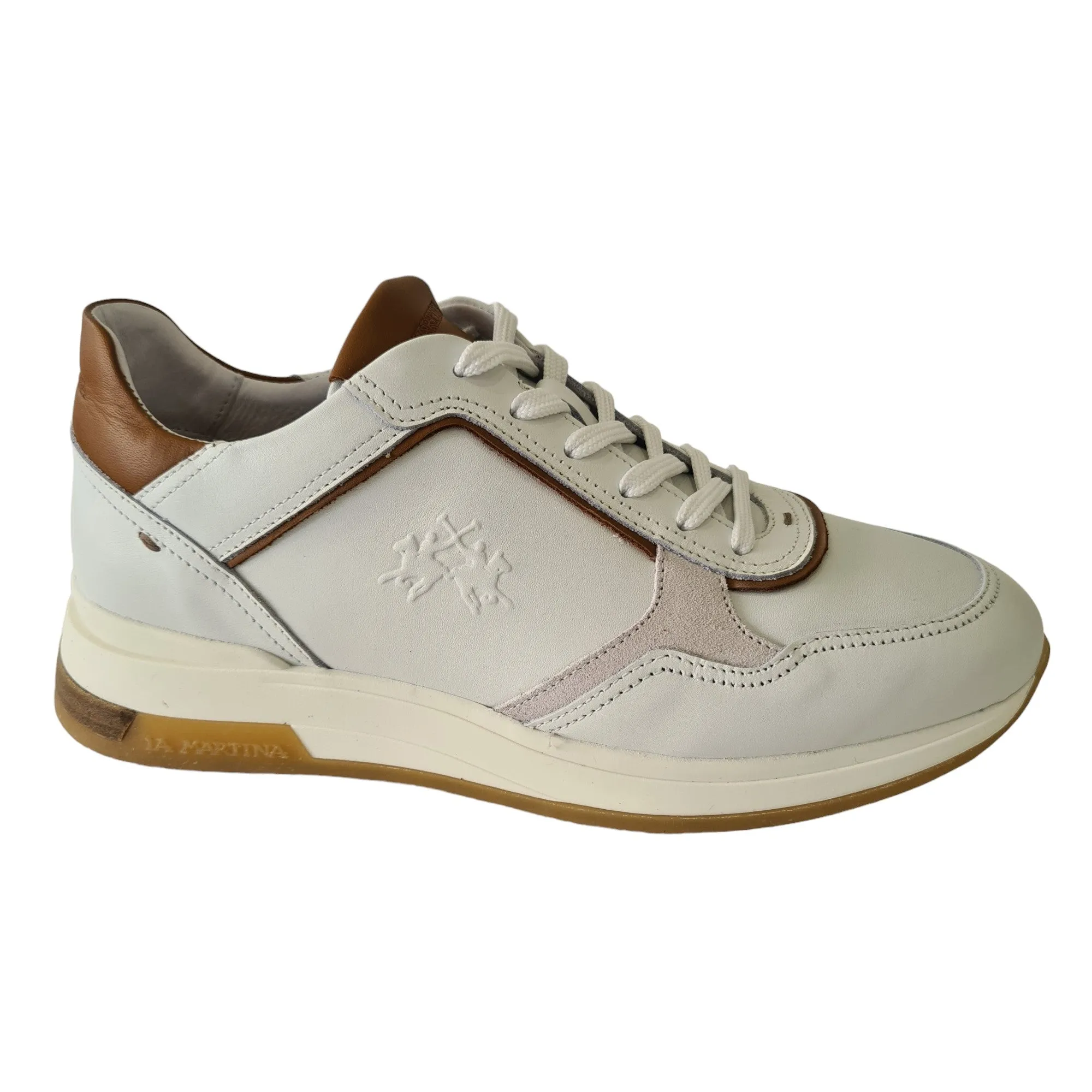 La Martina Sneakers Uomo Bianco-Cuoio Rif.25