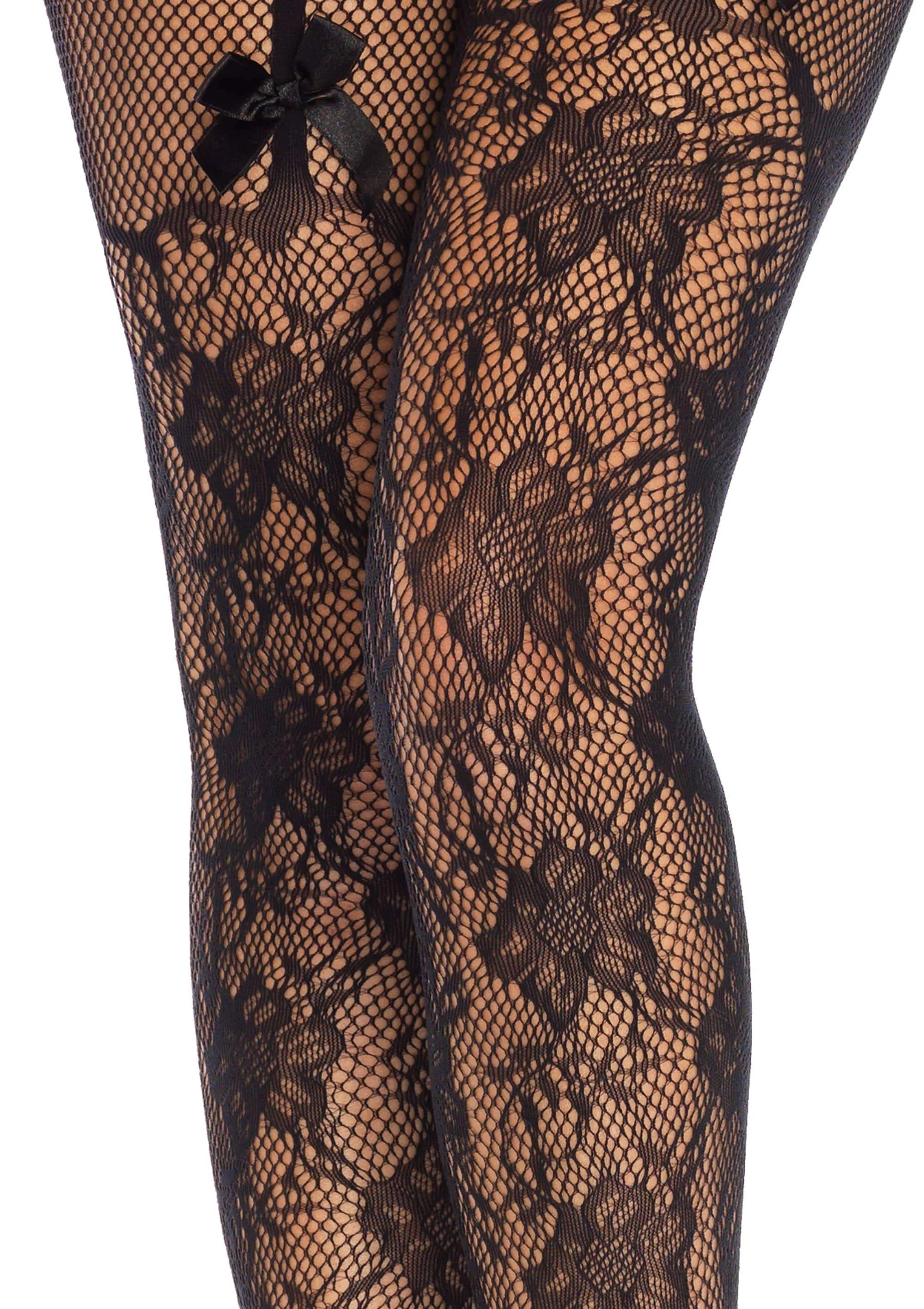 Lacey Suspender Crotchless Tights