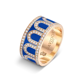 L'Arc de DAVIDOR Ring GM, 18k Rose Gold with Riviera Lacquered Ceramic and Palais Diamonds