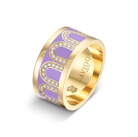 L'Arc de DAVIDOR Ring GM, 18k Yellow Gold with Lavande Lacquered Ceramic and Arcade Diamonds