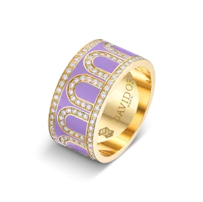 L'Arc de DAVIDOR Ring GM, 18k Yellow Gold with Lavande Lacquered Ceramic and Palais Diamonds