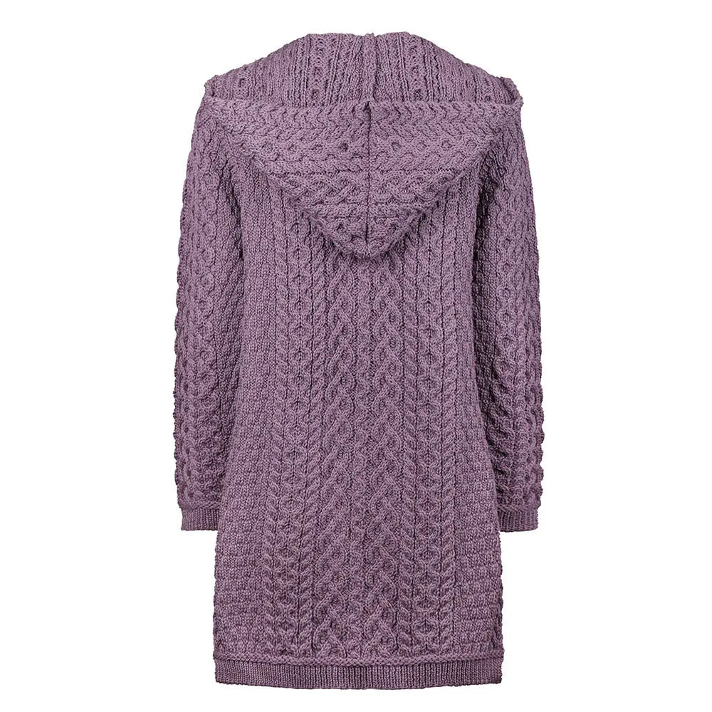 Lavender Grainne Aran Cardigan with Hood