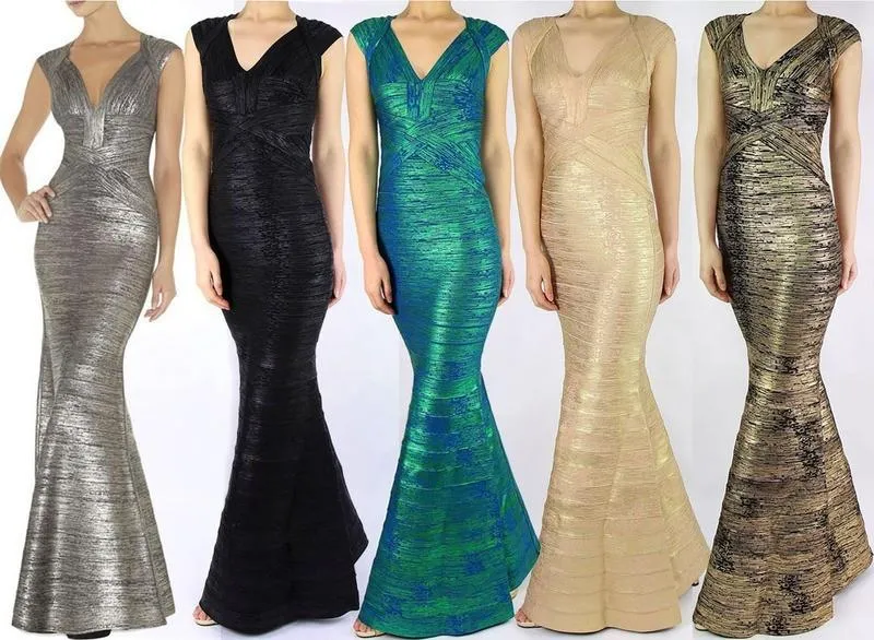 'Leslie' Woodgrain Foil Print Gown - (Various colors to choose from)