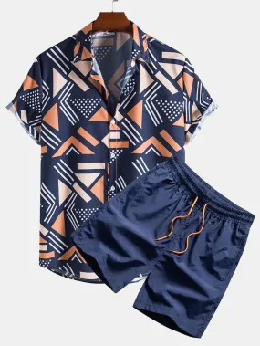 LUIS GEOMETRIC PRINT SHIRT & SWIM SHORTS