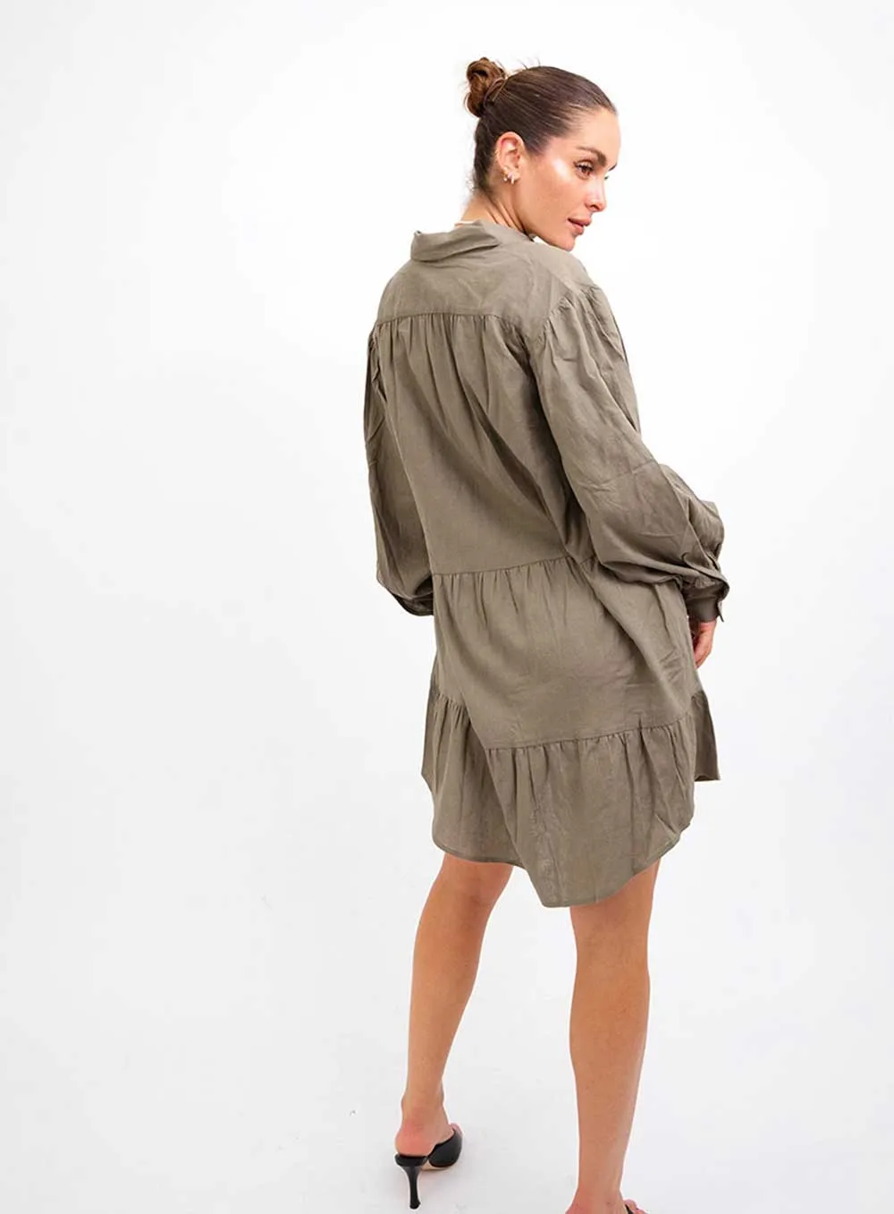 Luna Shirt Dress-KHAKI