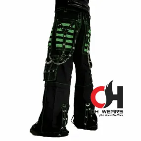 Men Black Punk Rave Electro Studded Pant