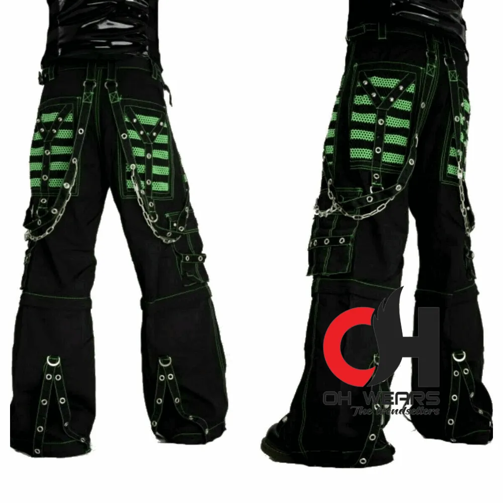 Men Black Punk Rave Electro Studded Pant