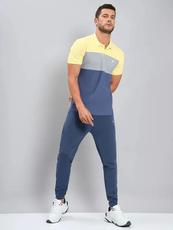 Men Colorblock Slim Fit Polo T-shirt with MATPIQ