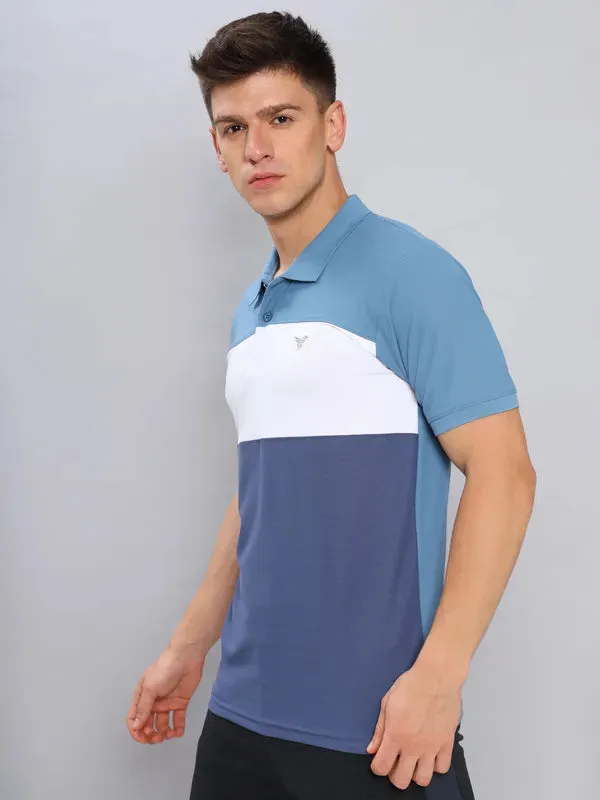 Men Colorblock Slim Fit Polo T-shirt with MATPIQ