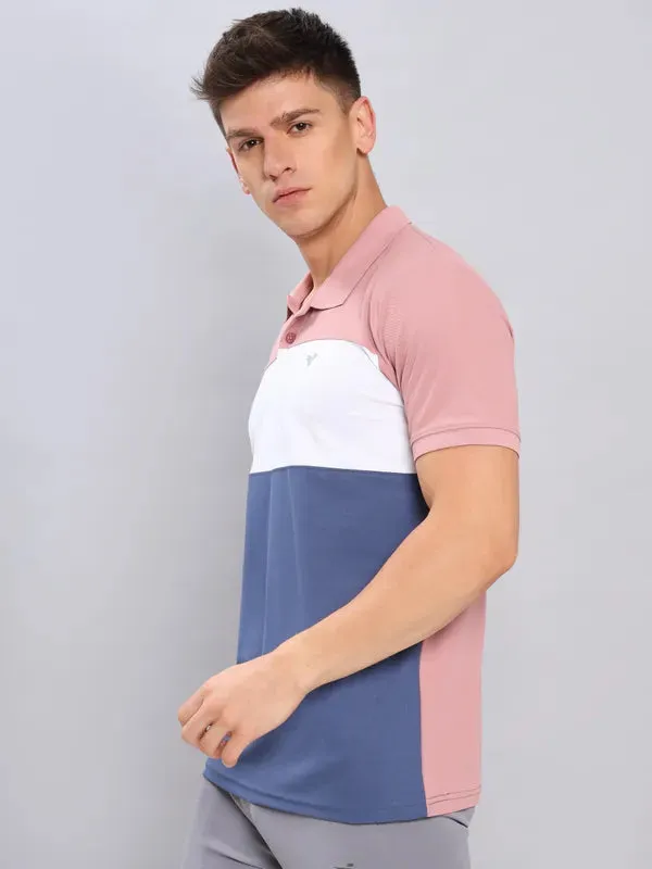 Men Colorblock Slim Fit Polo T-shirt with MATPIQ