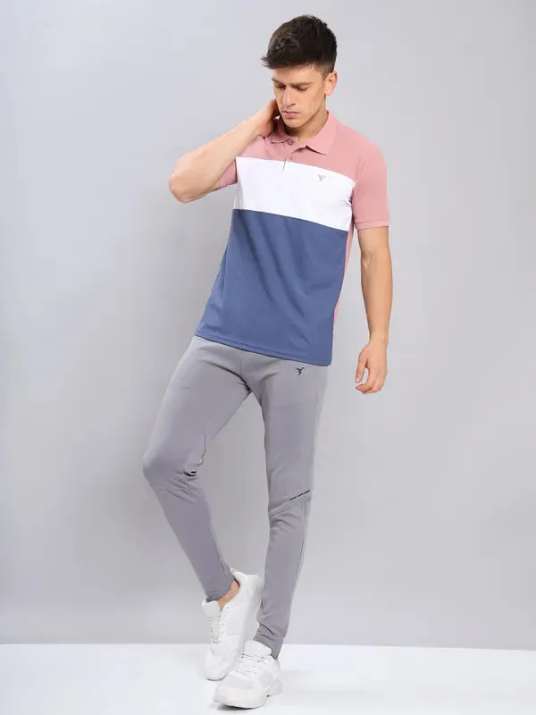 Men Colorblock Slim Fit Polo T-shirt with MATPIQ