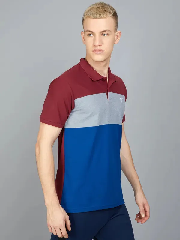 Men Colorblock Slim Fit Polo T-shirt with MATPIQ