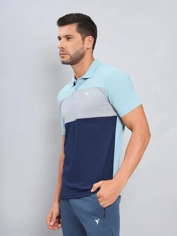 Men Colorblock Slim Fit Polo T-shirt with MATPIQ