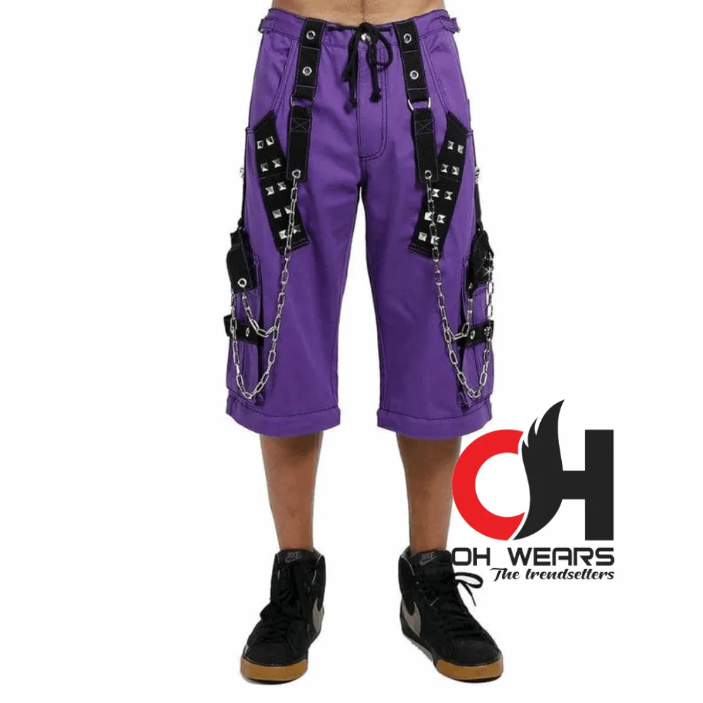 Men Purple Electro Bondage Punk Rave Pants