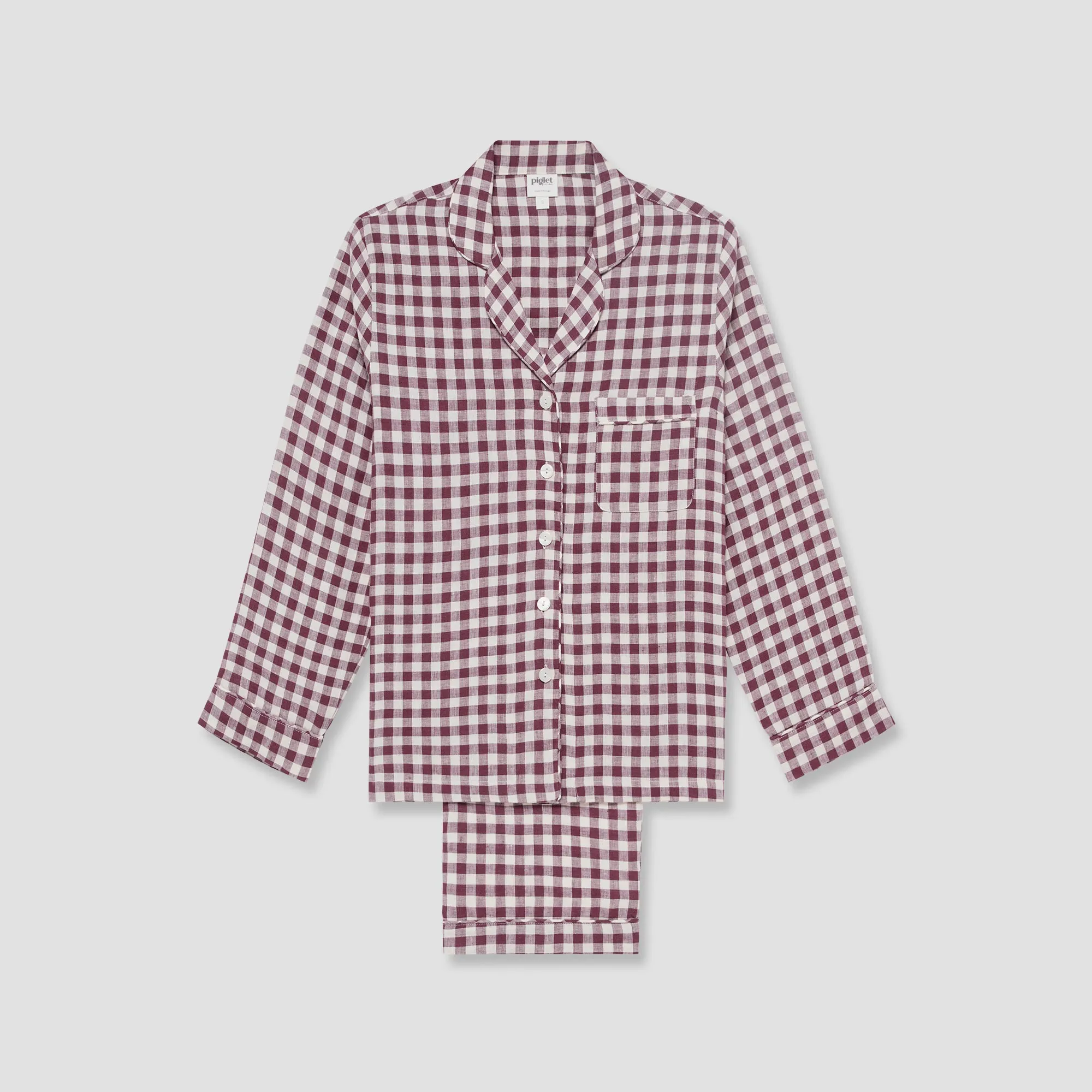 Men's Berry Gingham Pyjama Trouser Set