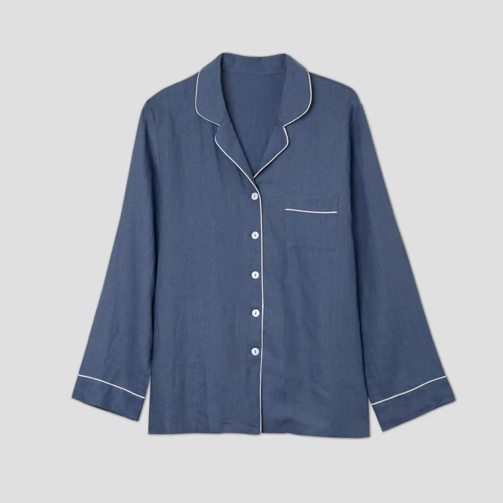 Men's Blueberry Linen Pyjama Shirt (Top Only)