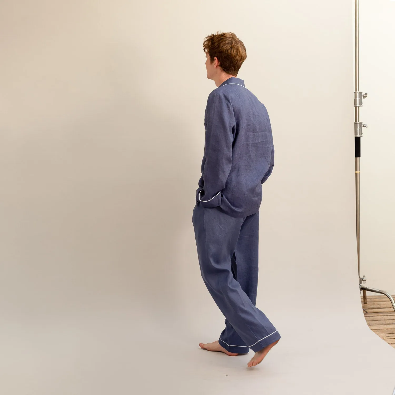 Men's Blueberry Linen Pyjama Trouser Set