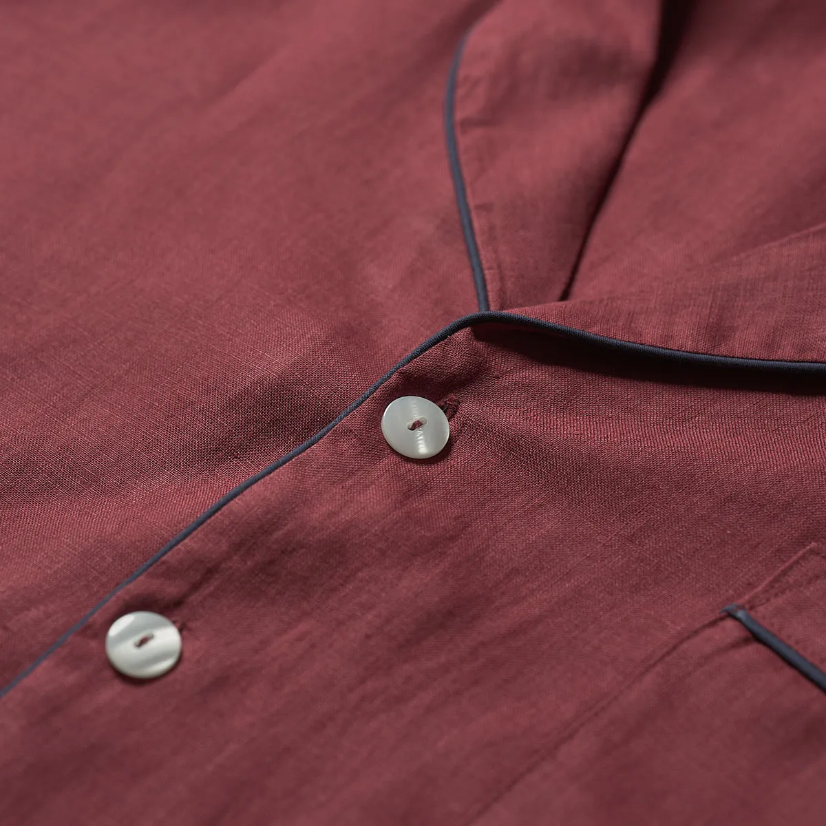 Men's Cherry Linen Pyjama Shirt (Top Only)