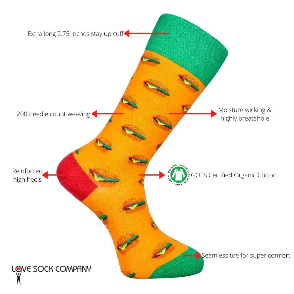 Men’s Colorful Fun Patterned Crew Socks Gift Box