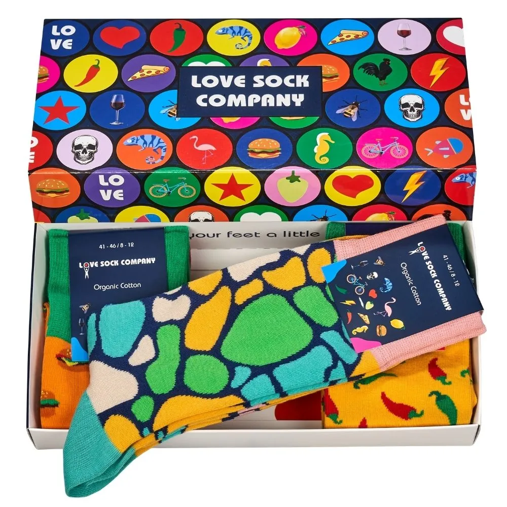 Men’s Colorful Fun Patterned Crew Socks Gift Box