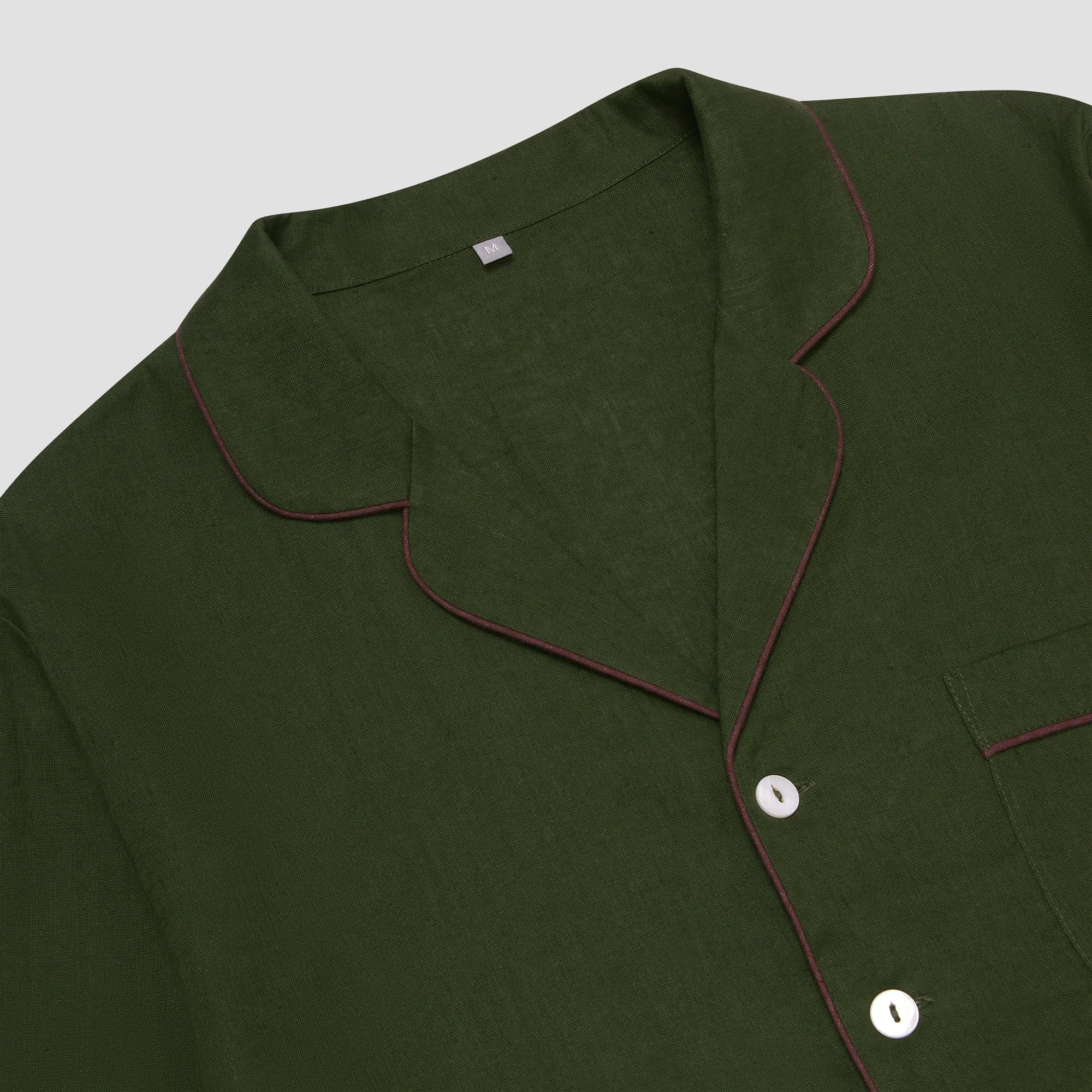 Men's Fern Green Linen Pyjama Shirt