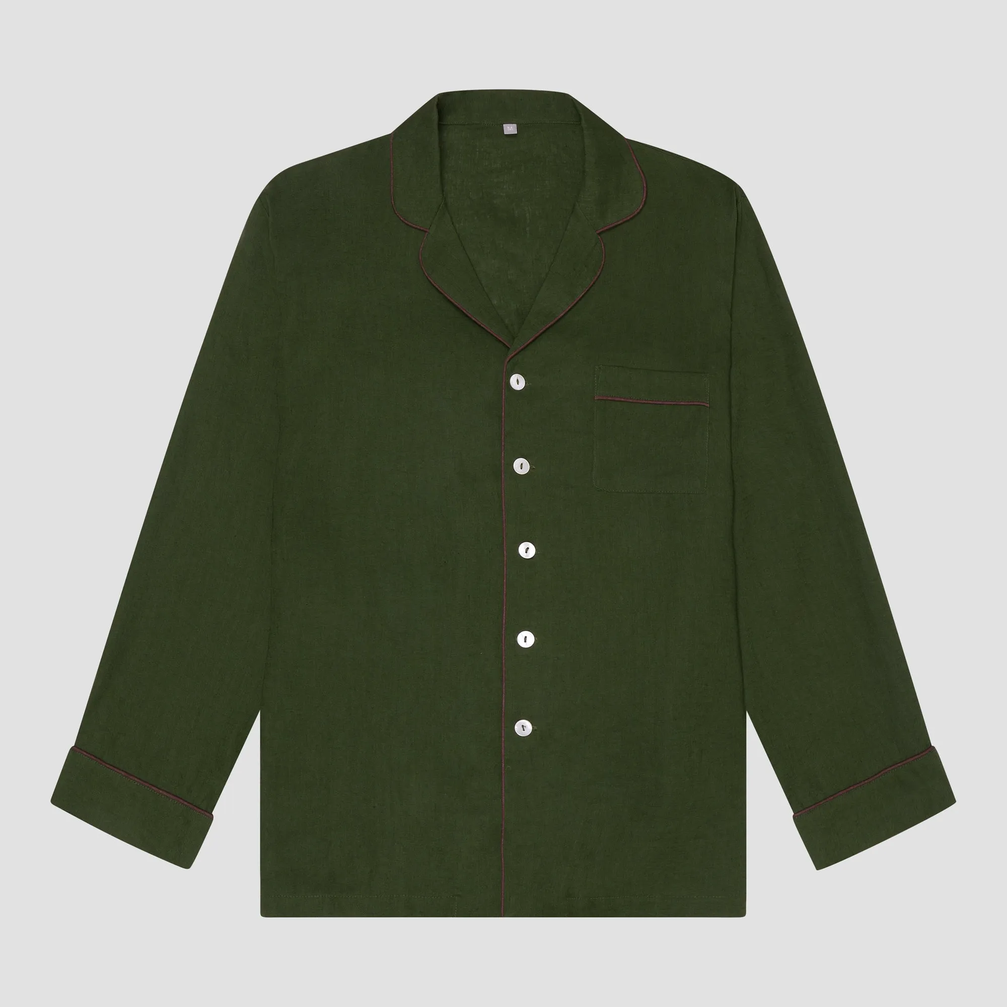 Men's Fern Green Linen Pyjama Shirt