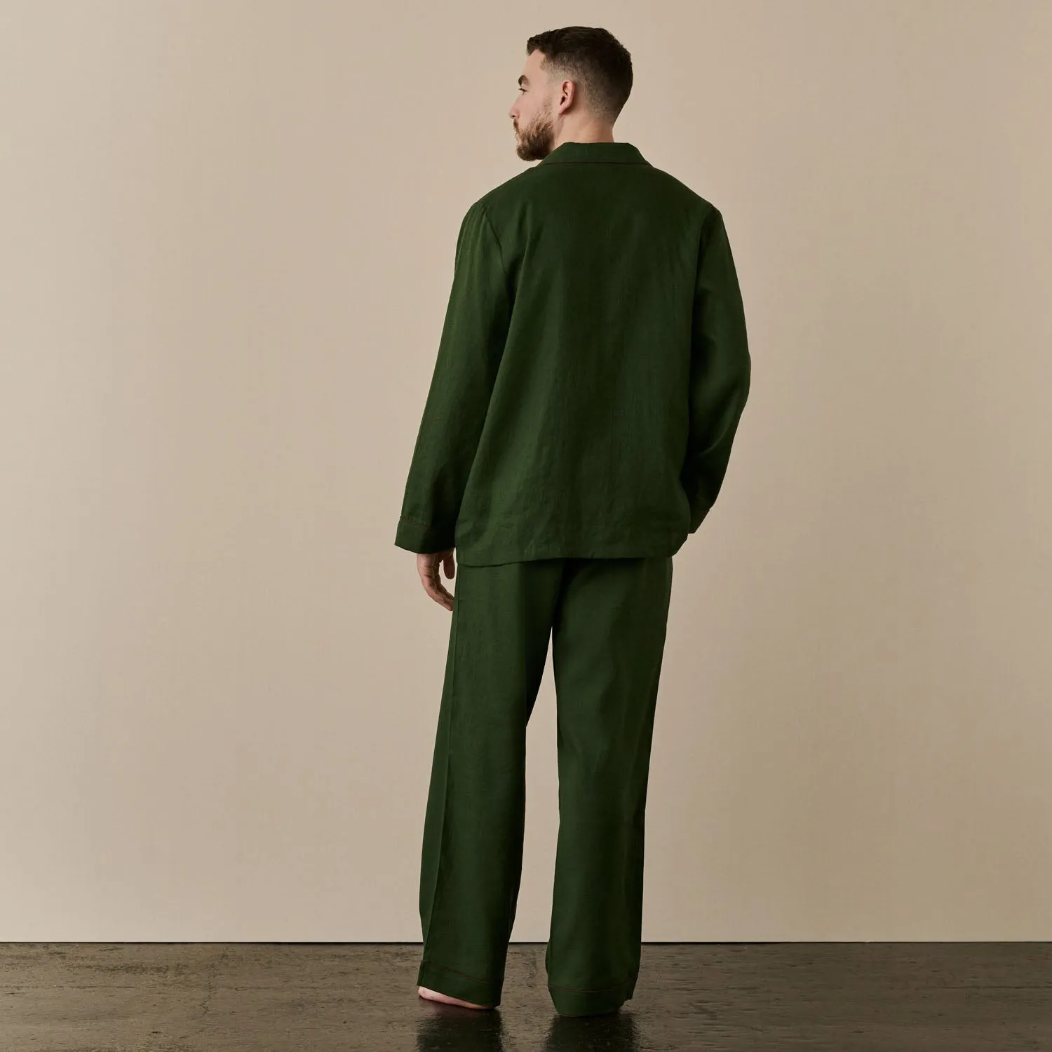 Men's Fern Green Linen Pyjama Shirt