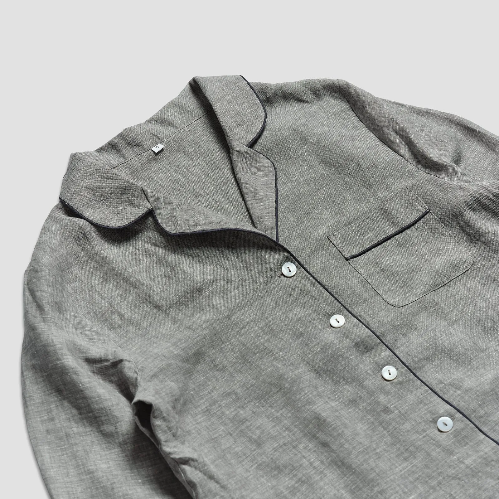 Men's Grey Linen Pyjama Shirt (Top Only)