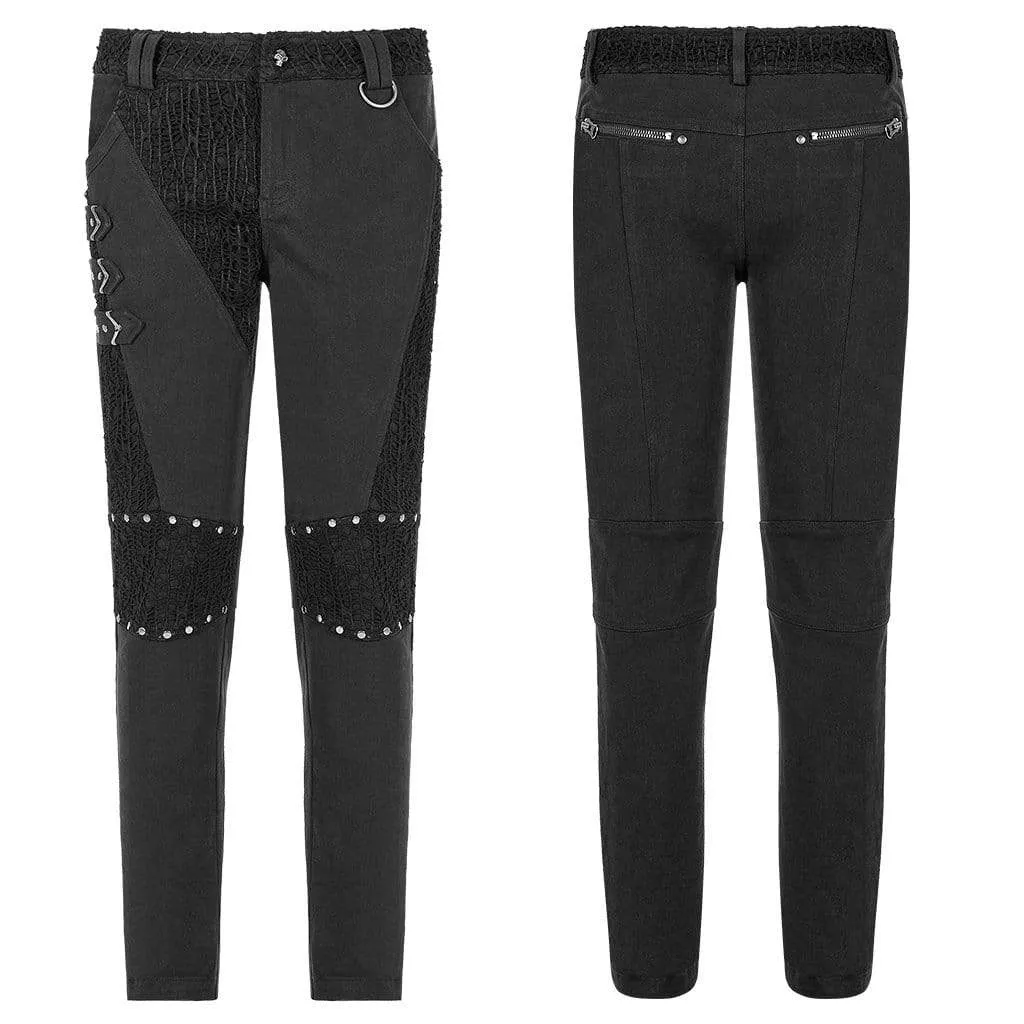 Men's Punk Lace Appliqued Classic Pants