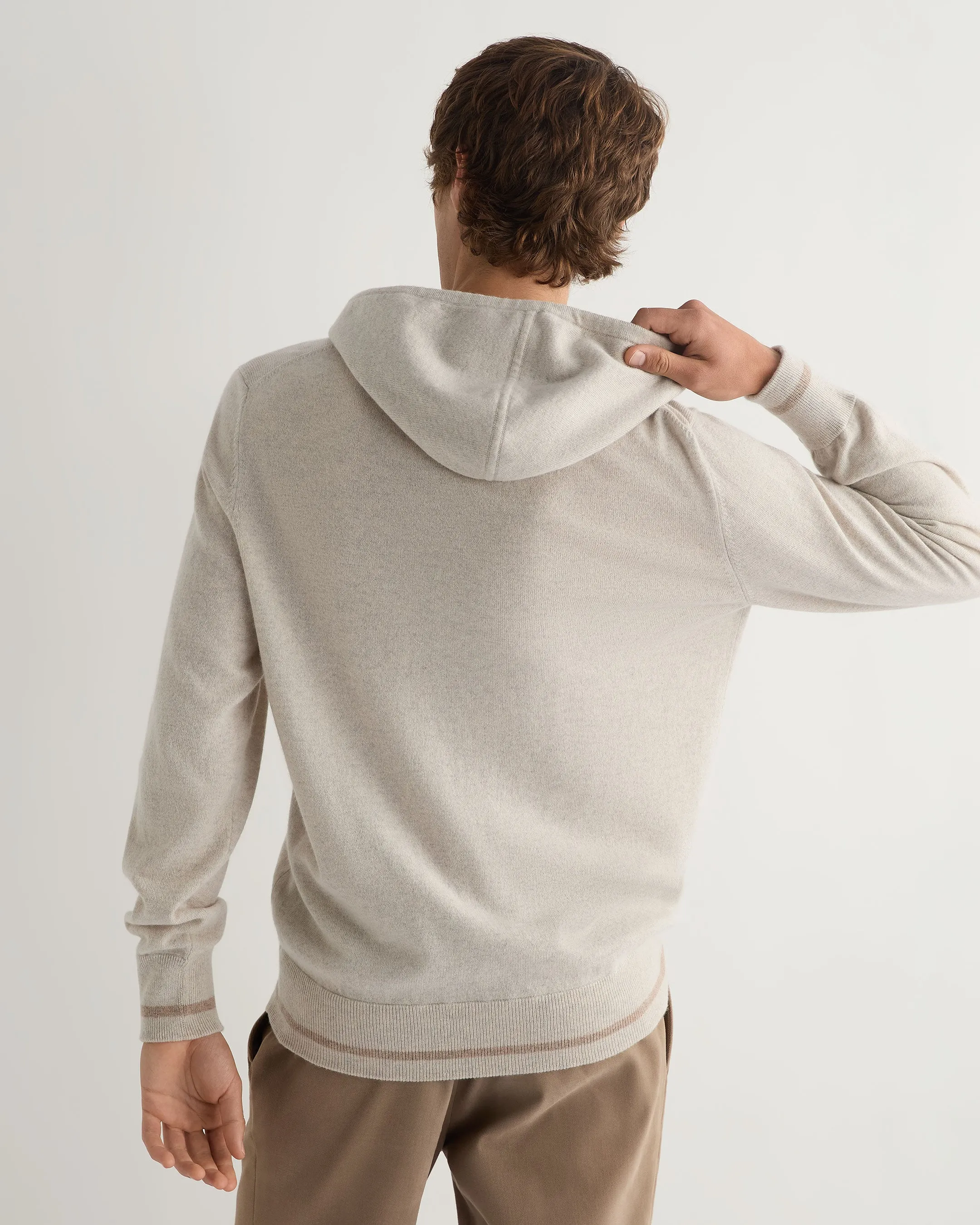 Men's Sweatshirt Style Cashmere Hoodie Pebble Grey