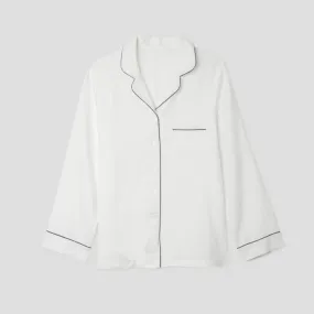 Men's White Linen Pyjama Shirt (Top Only)