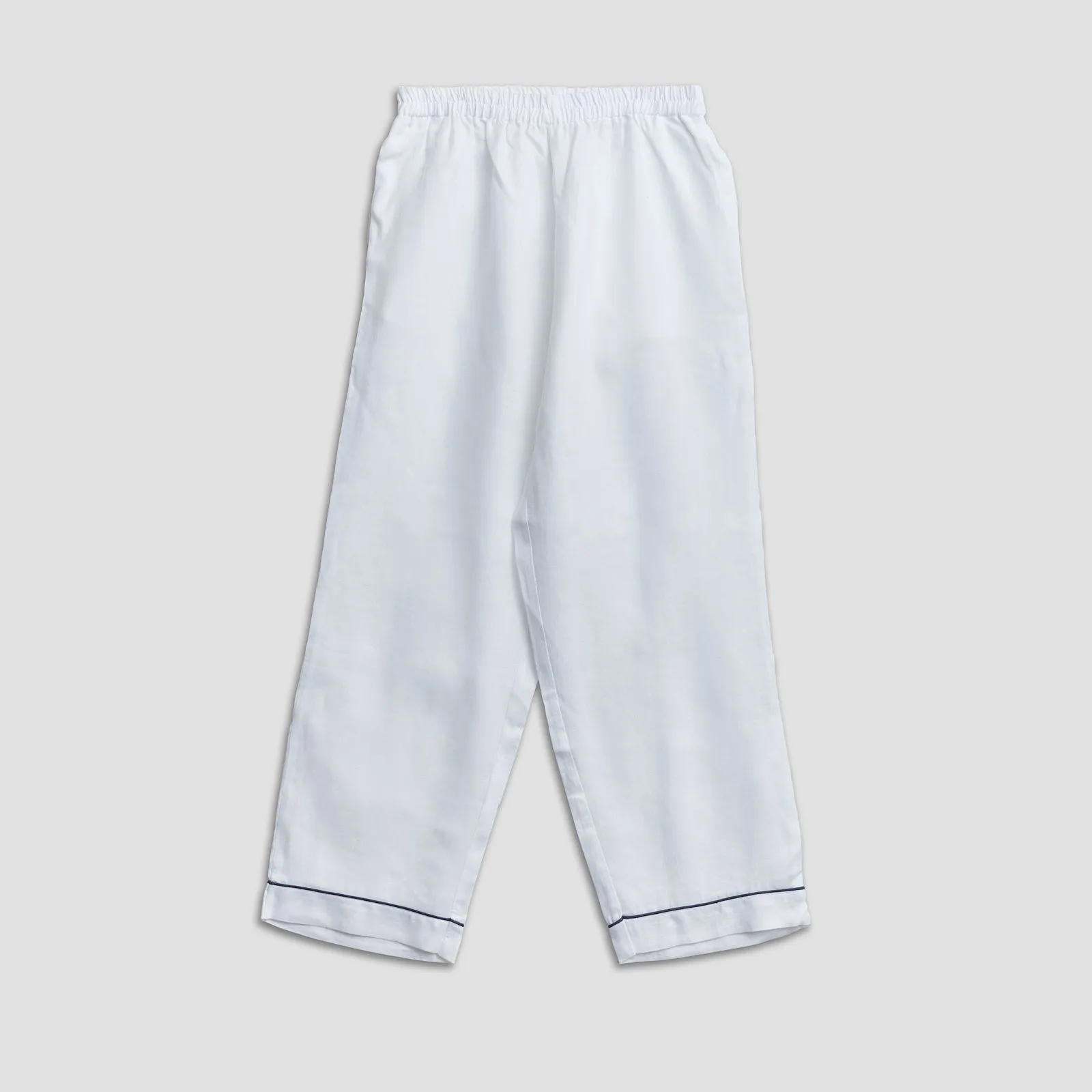 Men's White Linen Pyjama Trouser Set