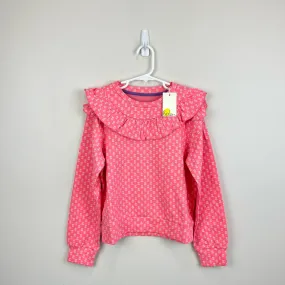 Mini Boden Frill Sweatshirt Crab Apple Pink Floral 9-10 NWT