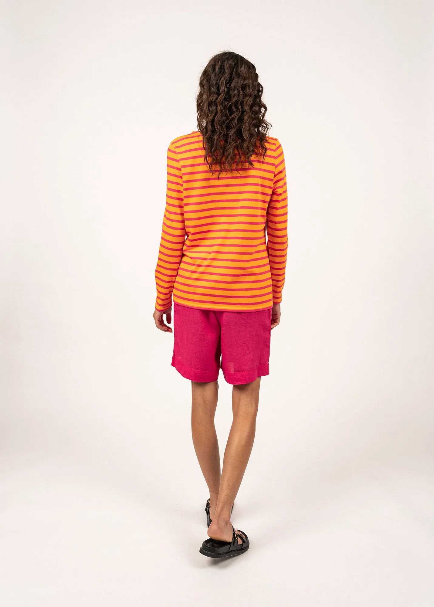 Minquidame striped sailor shirt - regular fit, in light cotton (TANGERINE/DRAGON)