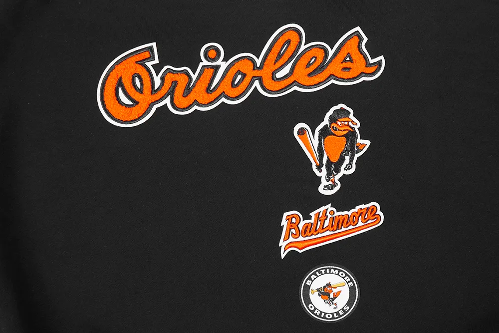 MLB BALTIMORE ORIOLES RETRO CLASSIC WOMEN'S RIB CREWNECK (BLACK/ORANGE)