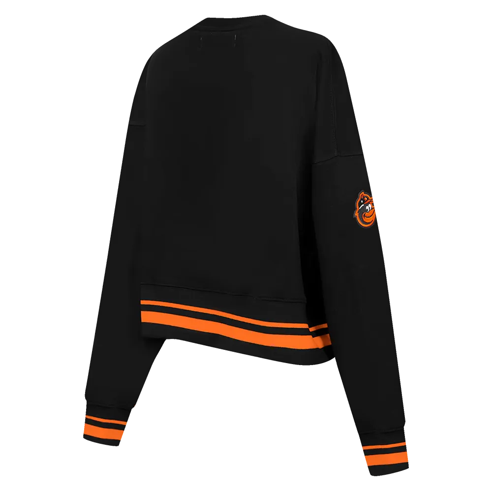 MLB BALTIMORE ORIOLES RETRO CLASSIC WOMEN'S RIB CREWNECK (BLACK/ORANGE)