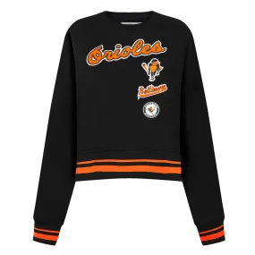 MLB BALTIMORE ORIOLES RETRO CLASSIC WOMEN'S RIB CREWNECK (BLACK/ORANGE)