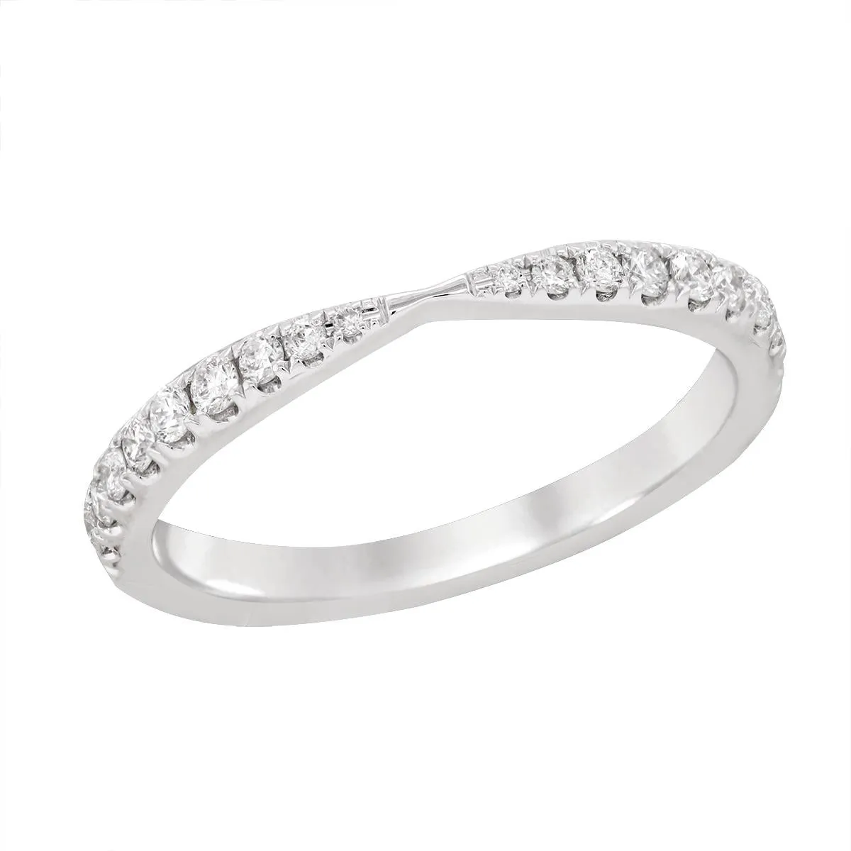 MODERN WHITE GOLD WEDDING BAND WITH 18 DIAMONDS, .22 CT TW