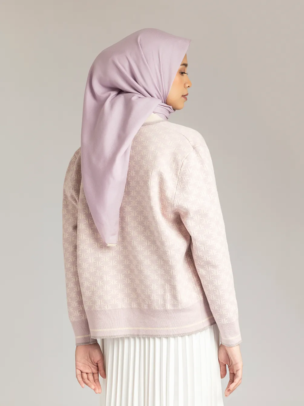 MONOGRAM CARDIGAN OUTER LILAC FROST