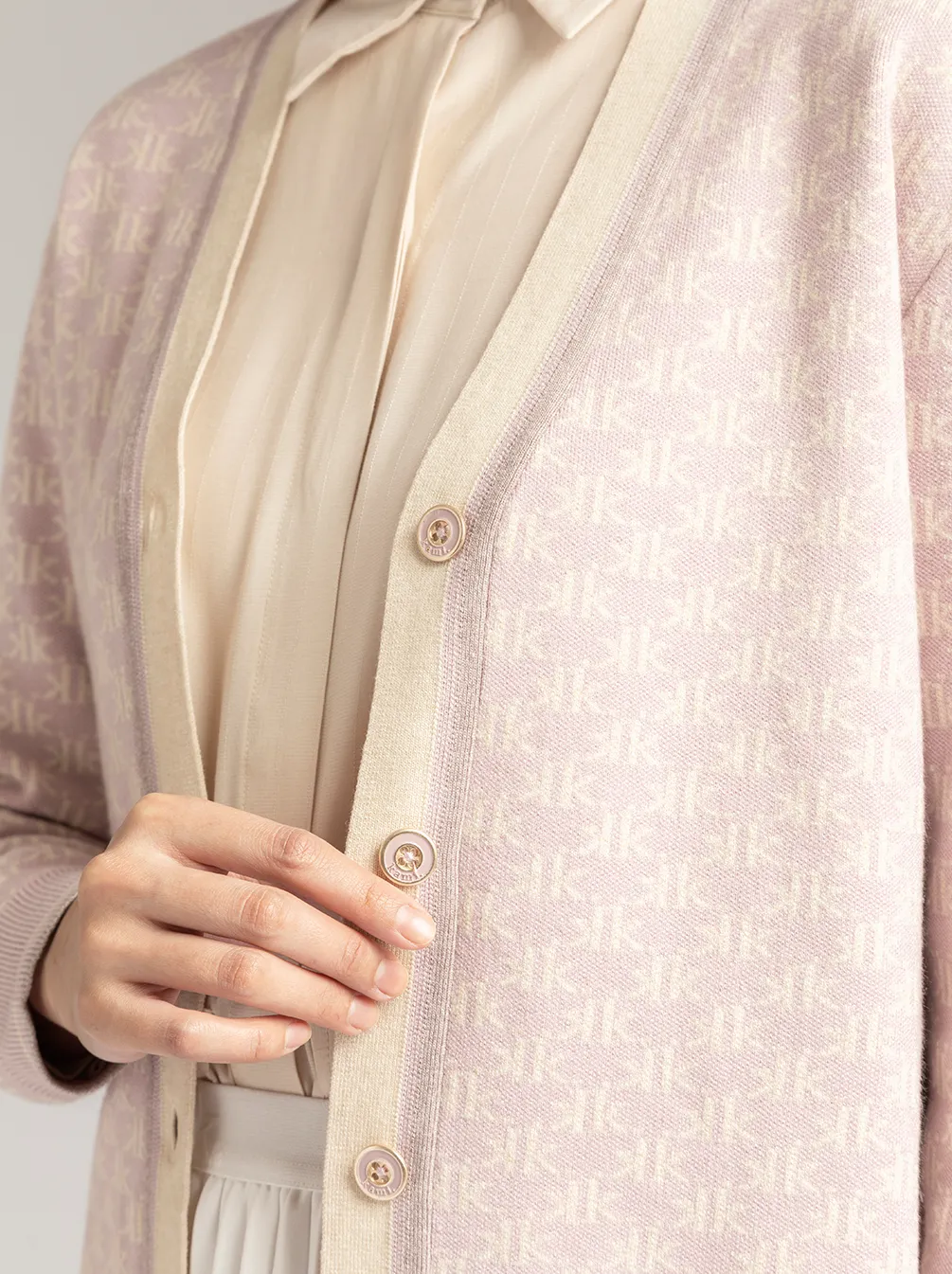 MONOGRAM CARDIGAN OUTER LILAC FROST