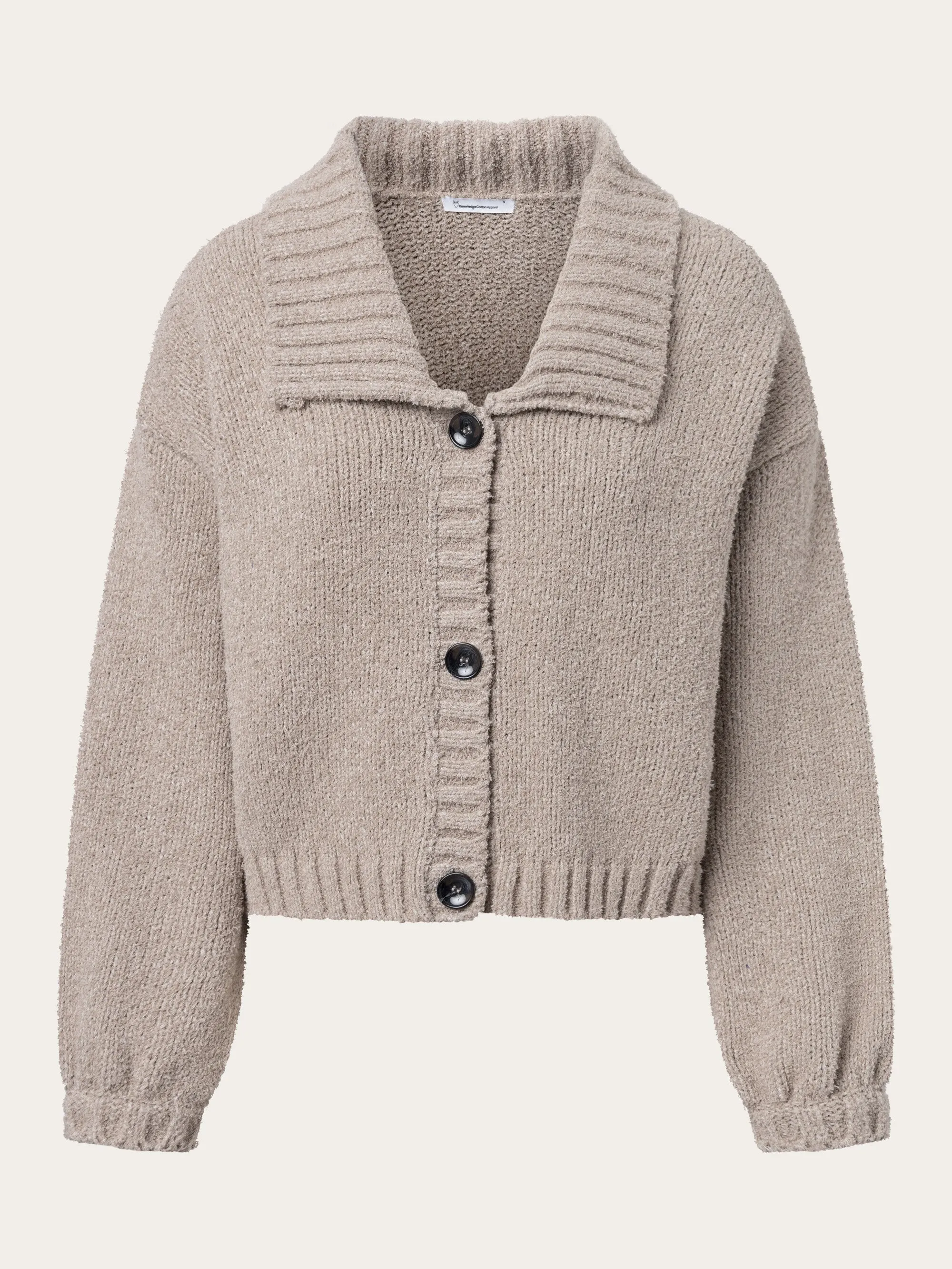 Mouline big collar cardigan - Light feather gray