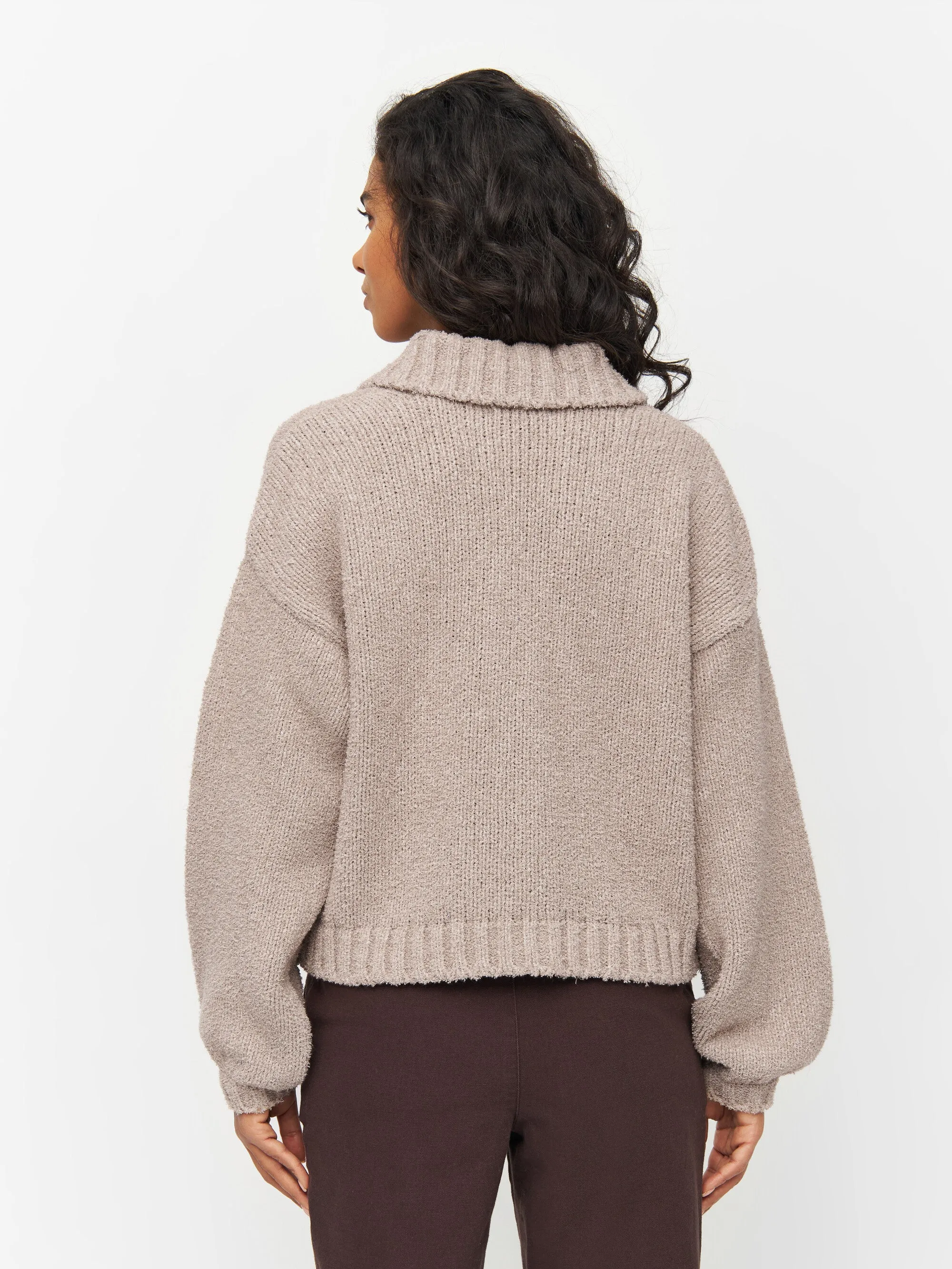 Mouline big collar cardigan - Light feather gray