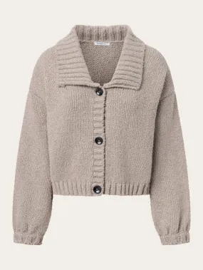 Mouline big collar cardigan - Light feather gray