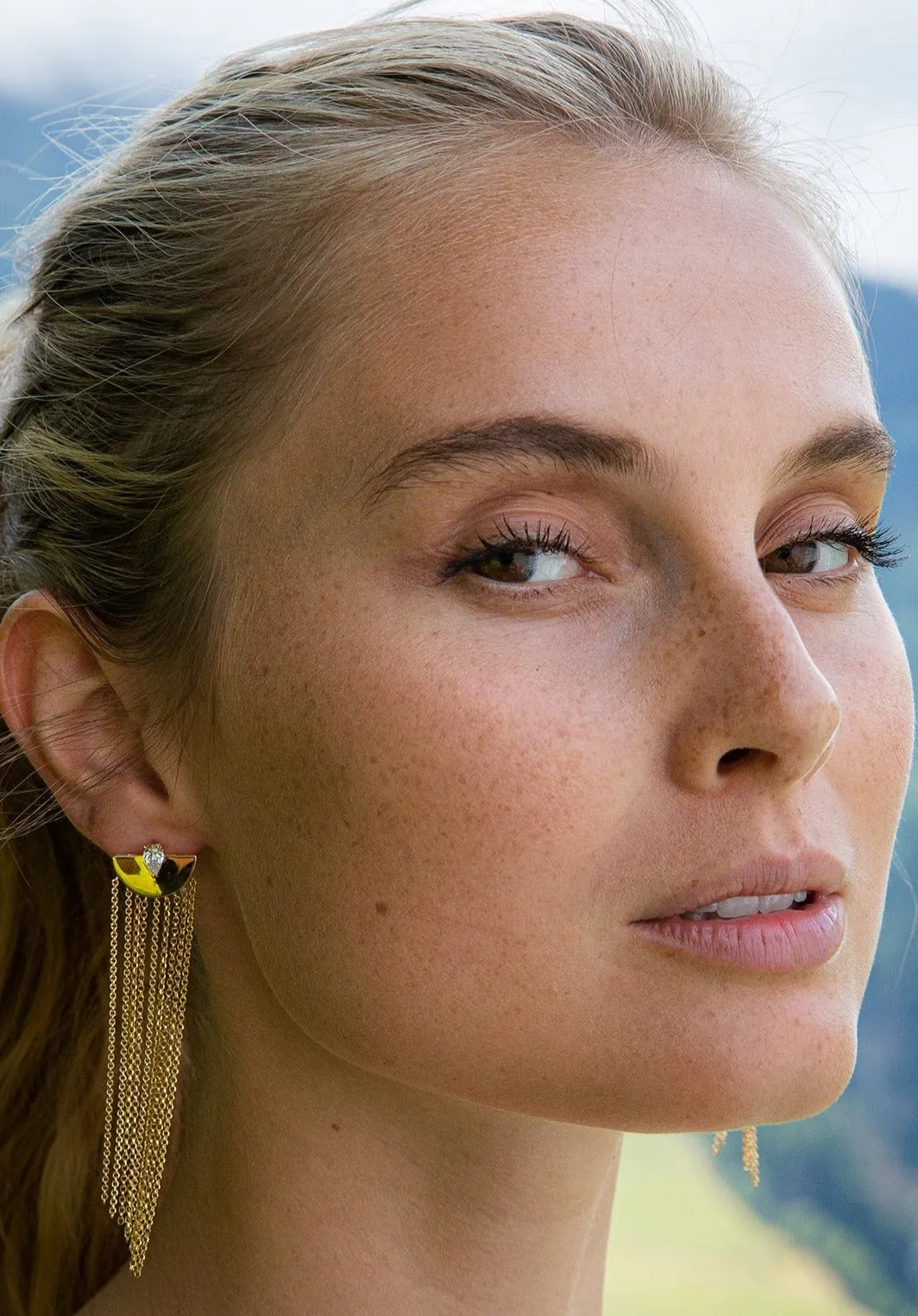 Multi Chains Pear Cut Stone Earrings