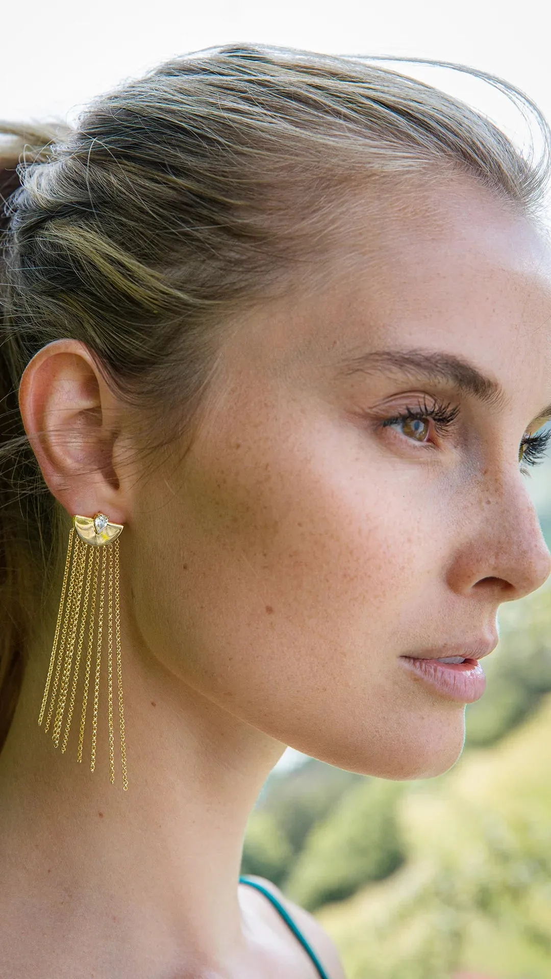 Multi Chains Pear Cut Stone Earrings