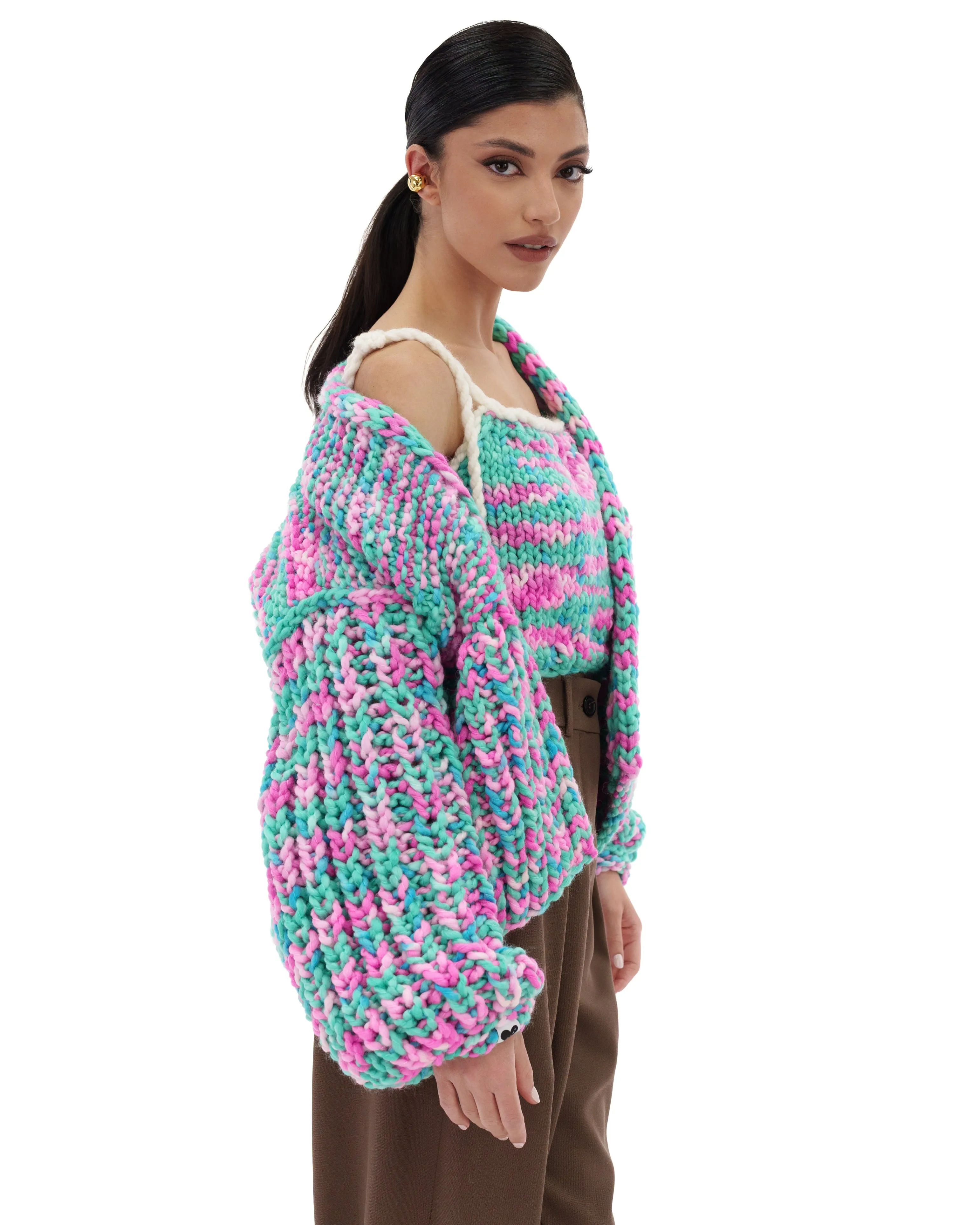 Multicolor Balloon Cardigan