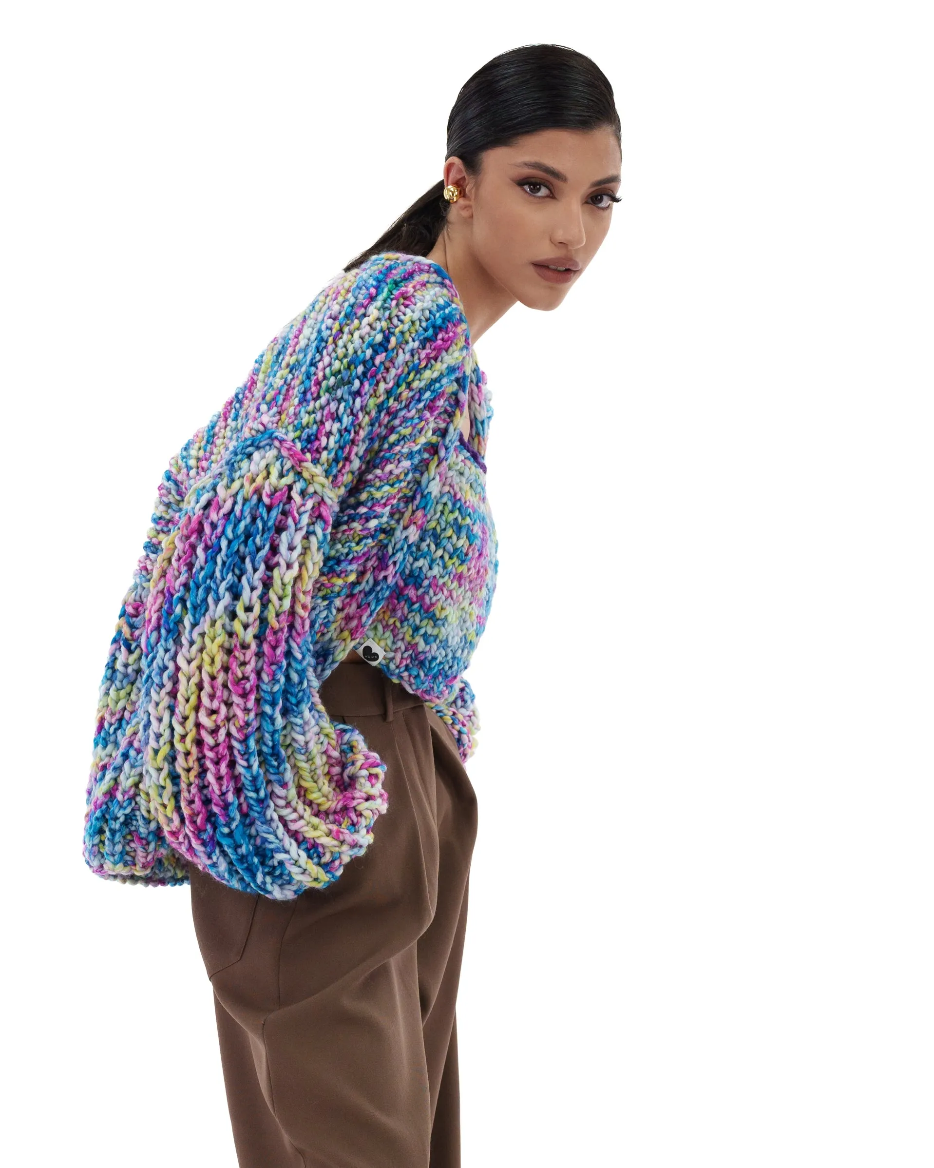 Multicolor Balloon Cardigan