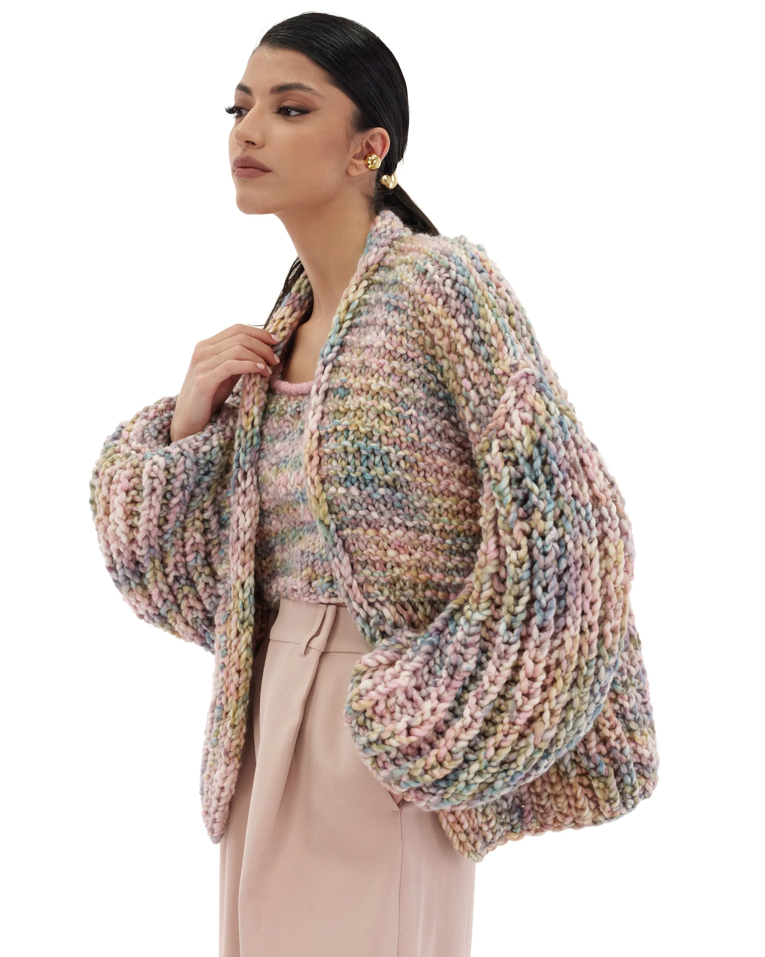 Multicolor Balloon Cardigan