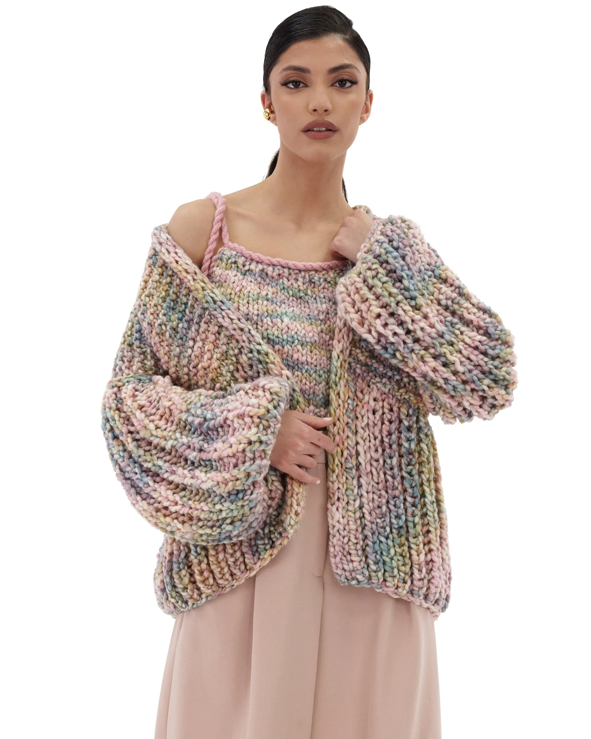 Multicolor Balloon Cardigan