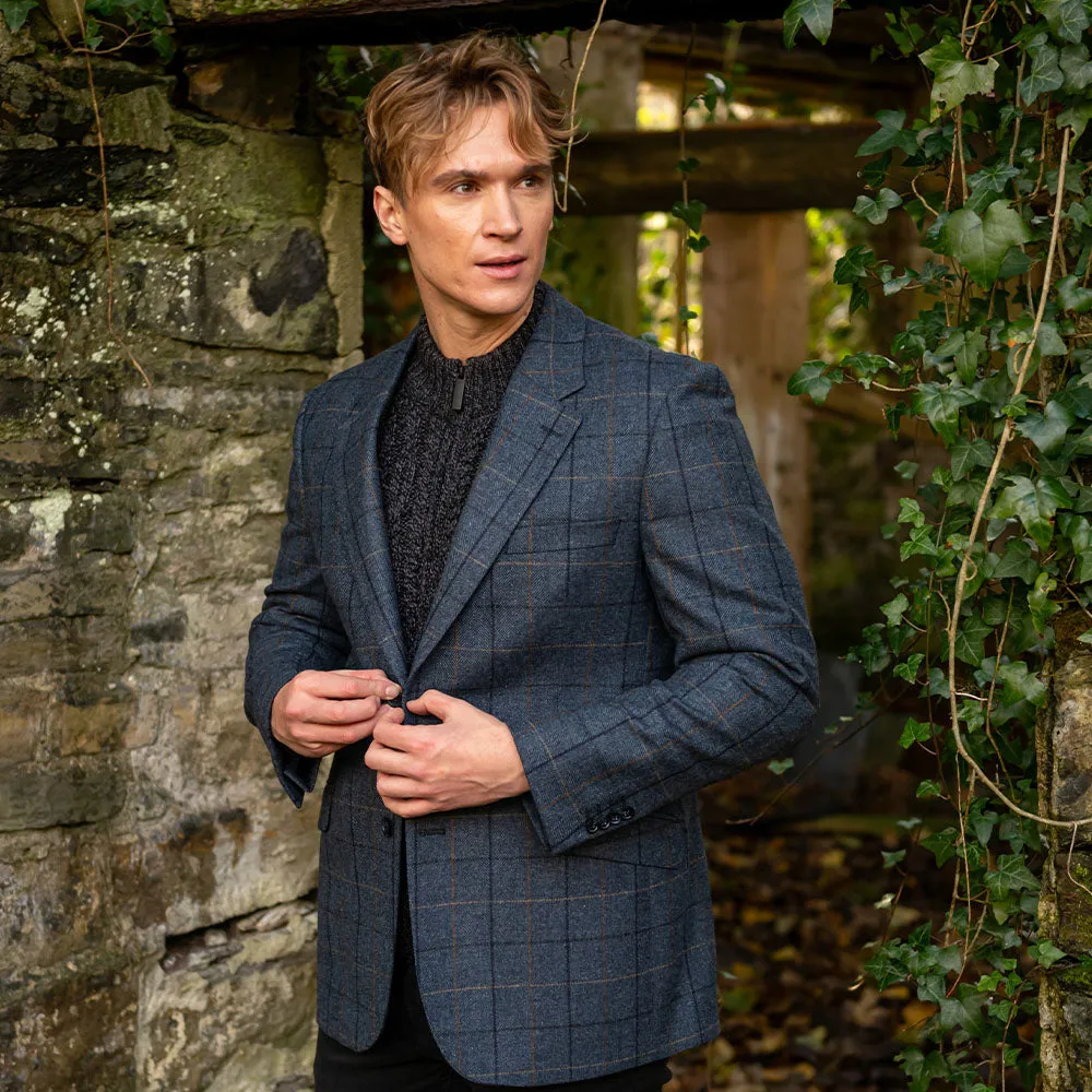 Navy Windowpane James Classic Gents Tweed Jacket